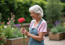 Différence entre l’œillet et le dianthus : toutes les clés pour les distinguer Femme jardinant tenant œillet et dianthus avec sourire naturel