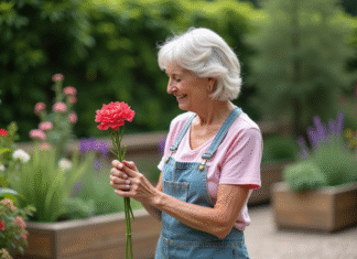 Différence entre l’œillet et le dianthus : toutes les clés pour les distinguer Femme jardinant tenant œillet et dianthus avec sourire naturel