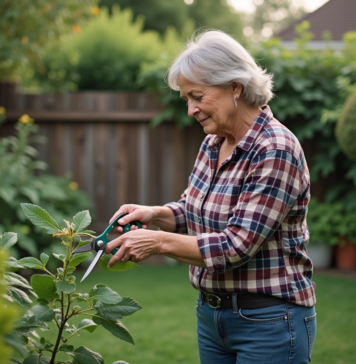 Bouture : comment couper une branche pour la réussir ? Femme taillant une branche dans un jardin verdoyant