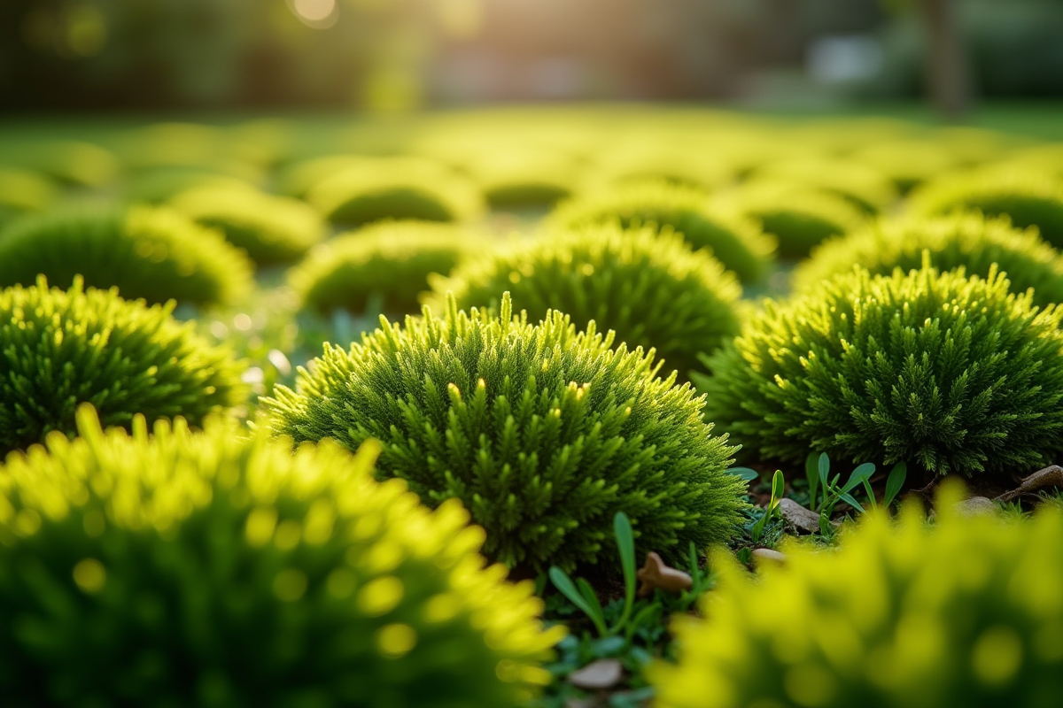 Pelouse verte avec mousse éclatante en plein jour