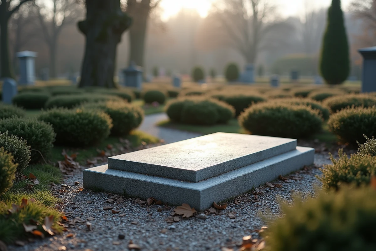 Tombe musulmane entourée de plantes résistantes en hiver